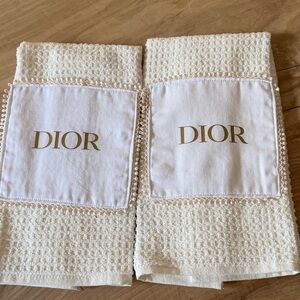 Dior Ivory Textured Hand Towels with Gold Logo